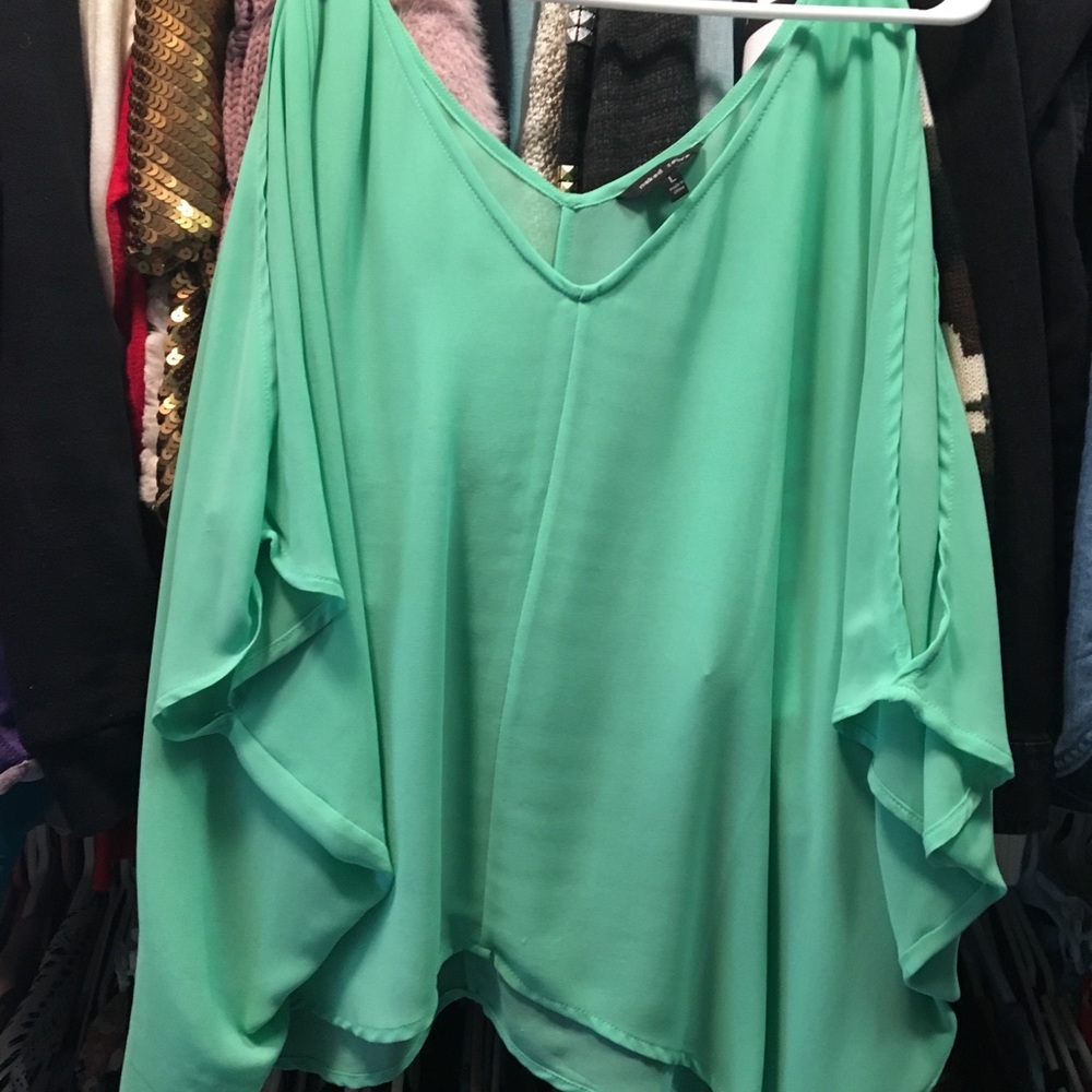 Naked zebra flowy shoulder cut out top